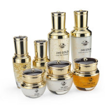 OEM Custom 24K Gold Facial Skin Care Luxury Cleanser Toner Serum Gel Cream 7PCS Gift Set